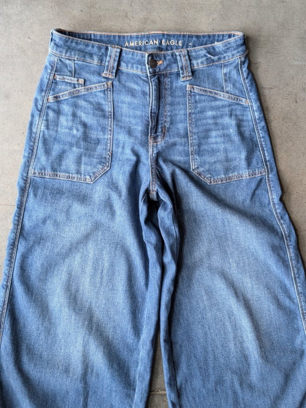 American Eagle Dreamy Drape Stretch Baggy Ultra Wide Leg Super High Waisted Jean - Picture 3 of 12